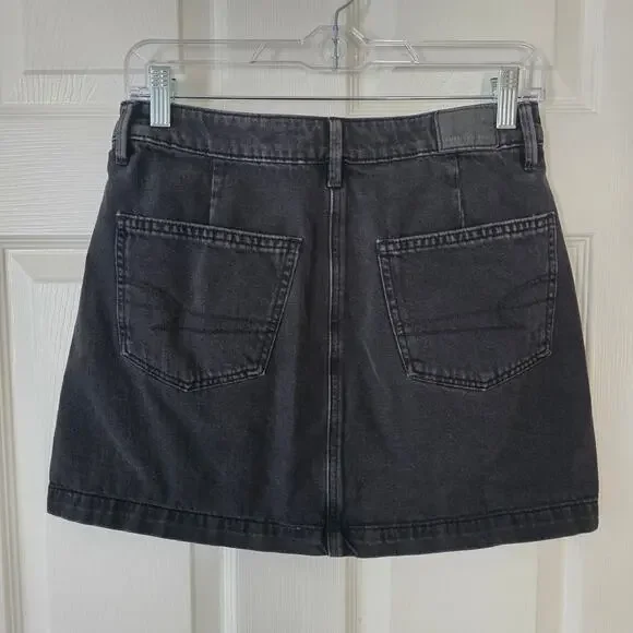 American Eagle Outfitters Black Jean Skirt Women's Size 2 - Picture 2 of 7